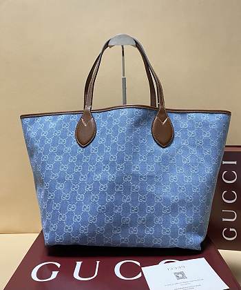 Fortok Gucci Totissima Demi Tote Light Blue 30.5*28*27cm