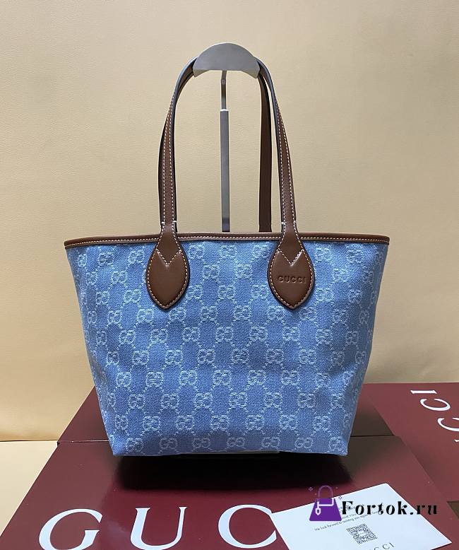 Fortok Gucci Totissima Demi Tote Light Blue 22*19*18cm - 1