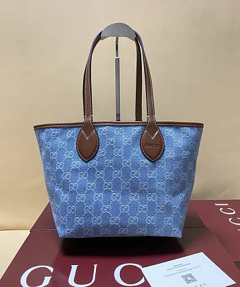 Fortok Gucci Totissima Demi Tote Light Blue 22*19*18cm