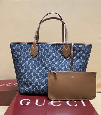 Fortok Gucci Totissima Demi Tote Dark Blue 30.5*28*27cm