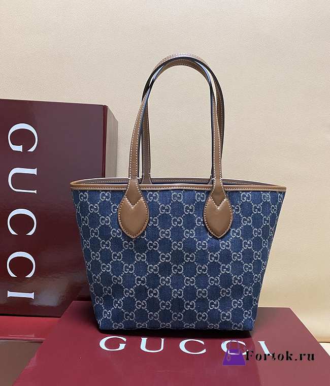 Fortok Gucci Totissima Demi Tote Dark Blue 22*19*18cm - 1
