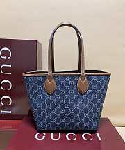 Fortok Gucci Totissima Demi Tote Dark Blue 22*19*18cm - 4