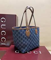 Fortok Gucci Totissima Demi Tote Dark Blue 22*19*18cm - 5