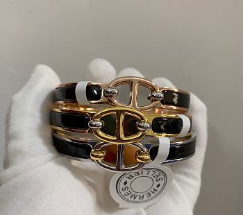 Fortok Hermès Mini Clic Chaine d'Ancre Maillon bracelet Women's Black