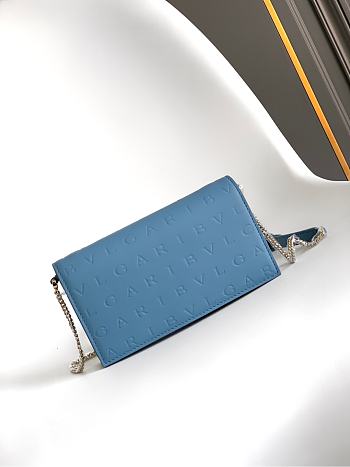 Fortok Bvlgari Logo Chain Wallet in Blue 19 X 10.5 X 4.5cm