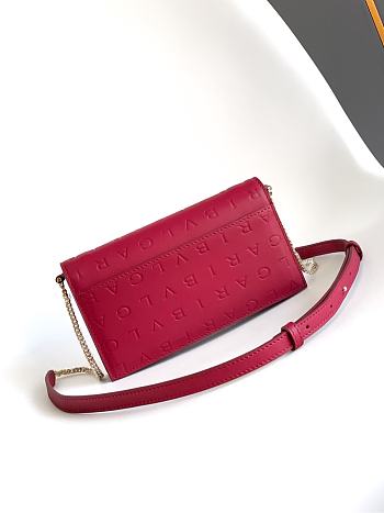 Fortok Bvlgari Logo Chain Wallet in Rouge 19 X 10.5 X 4.5cm