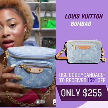 Fortok Louis Vuitton Mini Bumbag Sky Blue Monogram Denim M83353 17x12x9.5cm 