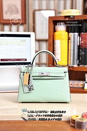 Fortok Hermes Mini Kelly Mint Green Matte Alligator 20 x 16 x 13cm - 1