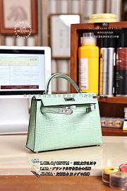 Fortok Hermes Mini Kelly Mint Green Matte Alligator 20 x 16 x 13cm - 4