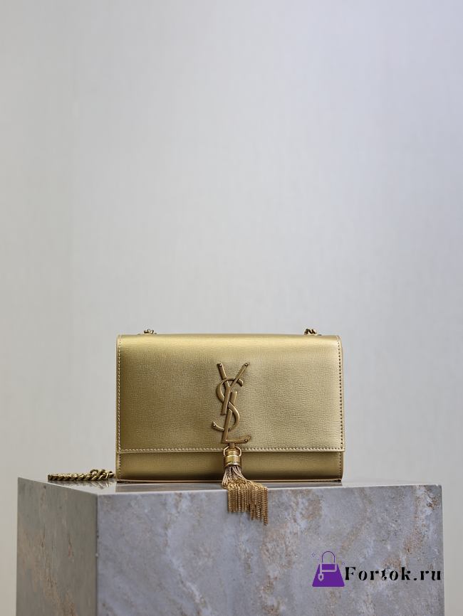 Fortok YSL Saint Laurent Kate Small Tassel Shoulder Bag Gold 20x13.5x5.5cm - 1