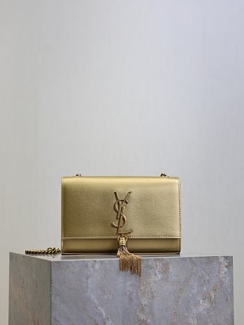 Fortok YSL Saint Laurent Kate Small Tassel Shoulder Bag Gold 20x13.5x5.5cm