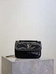 Fortok Saint Laurent Women's Niki Baby Shoulder Bag Black 18×12.5×5cm - 1