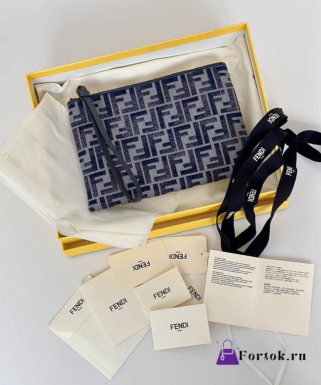 Fortok Fendi Diagonal Flat Pouch Blue 25x2x17.5cm - 1