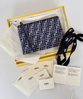 Fortok Fendi Diagonal Flat Pouch Blue 25x2x17.5cm