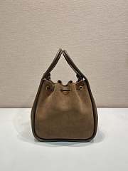 Forotk Prada logo plaque handbag Suede Cocoa Brown 22 x 21 x 10.5cm - 4