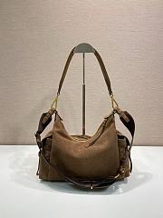 Fortok Large Prada Explore suede bag Cocoa Brown 32 x 22 x 11.5 cm - 2