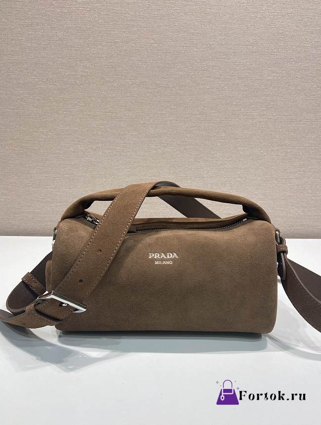 Fortok Prada Suede Shoulder Bag Cocoa Brown 24 x 11 x 11cm - 1