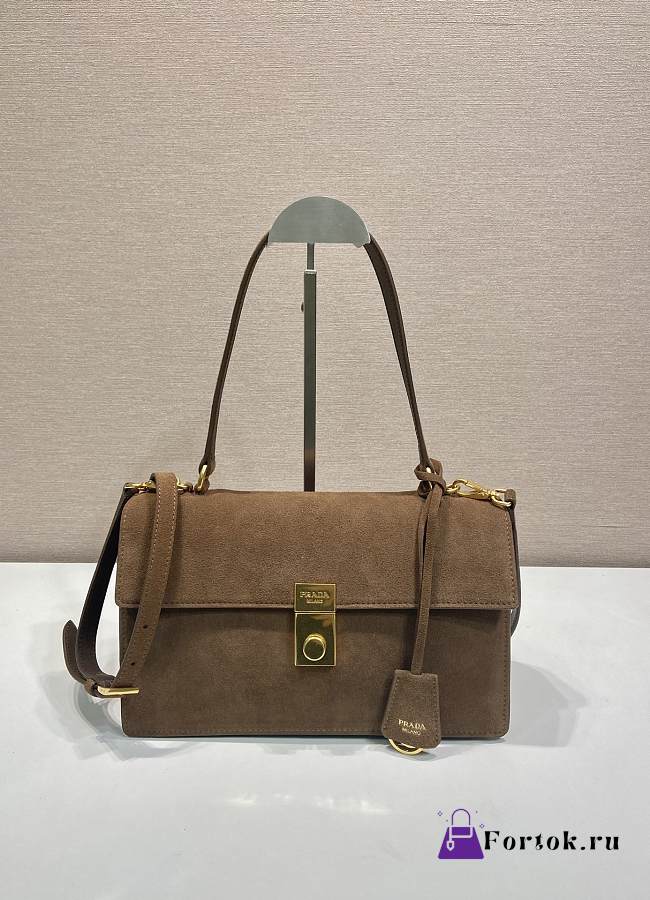 Forotk Prada Soft Sound Suede bag Cocoa Brown 28 x 16 x 10cm - 1