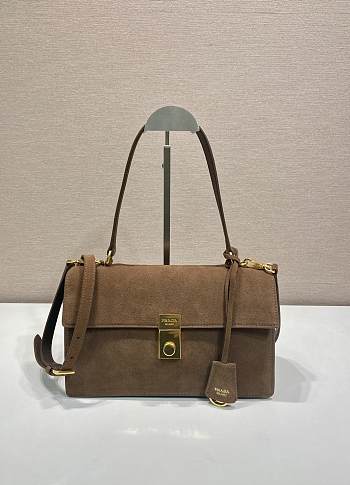 Forotk Prada Soft Sound Suede bag Cocoa Brown 28 x 16 x 10cm