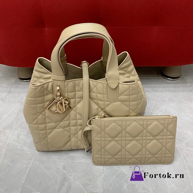 Fortok Dior Toujours bag Dusty Ivory Macrocannage Calfskin 28x21x19cm - 1