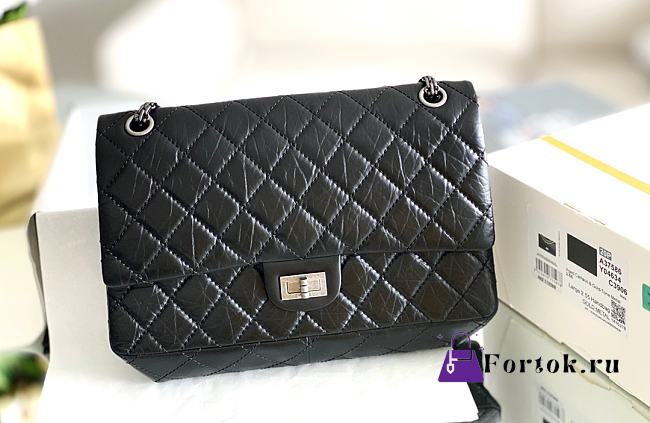 Fortok Chanel 2.55 CoCo black Silver Hardware 28cm - 1