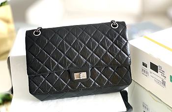 Fortok Chanel 2.55 CoCo black Silver Hardware 28cm