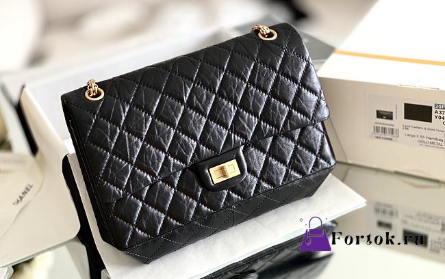 Fortok Chanel 2.55 CoCo black Gold Hardware 28cm  - 1