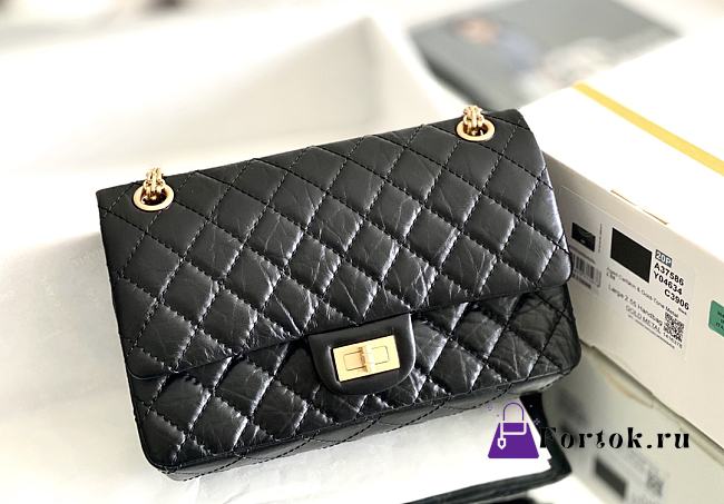 Fortok Chanel 2.55 CoCo black Gold Hardware 24cm - 1