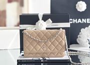 Fortok Chanel WOC classic wealthy bag milk tea color Silver chain small bag 12*19*4cm - 1