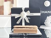 Fortok Chanel WOC classic wealthy bag milk tea color Silver chain small bag 12*19*4cm - 3