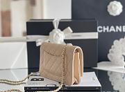 Fortok Chanel WOC classic wealthy bag milk tea color Gold chain small bag 12*19*4cm - 6