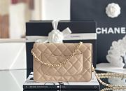 Fortok Chanel WOC classic wealthy bag milk tea color Gold chain small bag 12*19*4cm - 3