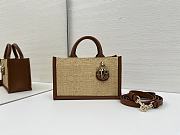 Fortok Dior Small Dior Book Tote Beige Cannage Raffia 21.5*13*7.5cm - 1