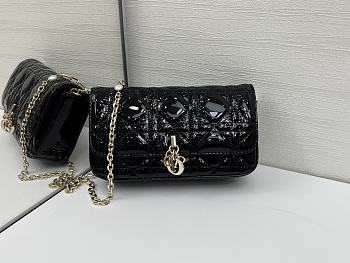 Fortok Mini My Dior Bag Black Patent Cannage Calfskin 18.5 x 10 x 4 cm