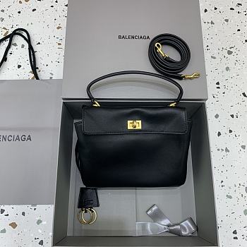 Fortok Balenciaga Rodeo Mini Handbag Black Gold Hardware 22.8×9.9×8.3cm 