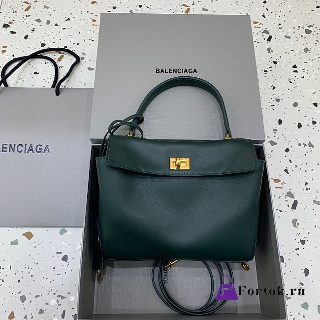 Fortok Balenciaga Rodeo Mini Handbag Deep Green Gold Hardware 22.8×9.9×8.3cm - 1