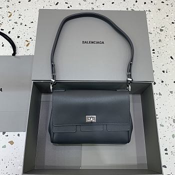 Fortok Balenciaga Bel Air Xs Flap Bag in Black Silver Hardware 23x5.5x18cm