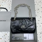 Fortok Balenciaga Women's Black Leather Small Monaco Shoulder Bag 27.9x18x9.9cm - 1