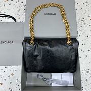 Fortok Balenciaga Women's Black Leather Small Monaco Shoulder Bag Gold Hardware 27.9x18x9.9cm - 4