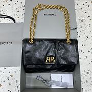 Fortok Balenciaga Women's Black Leather Small Monaco Shoulder Bag Gold Hardware 27.9x18x9.9cm - 1