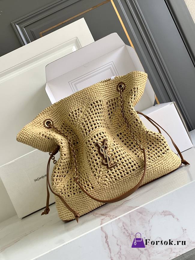 Fortok YSL Saint Laurent Jamie Shopping Tote Bag Raffia 35 X 35 X 10cm - 1