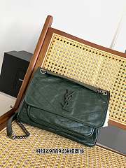 Fortok YSL Saint Laurent Niki Crinkled Glossed-leather Shoulder Bag Deep Green 28 X 20 X 8.5cm - 1