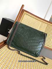 Fortok YSL Saint Laurent Niki Crinkled Glossed-leather Shoulder Bag Deep Green 28 X 20 X 8.5cm - 2