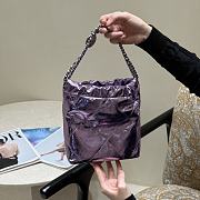 Fortok CHANEL 22 Mini Handbag Crinkled Metallic Leather Purple 19 x 20 x 6cm - 3