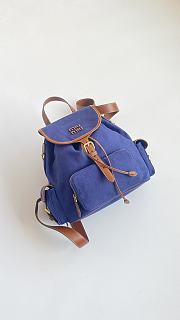 Fortok Miu Miu canvas and leather backpack Blue 29*25*12cm - 2