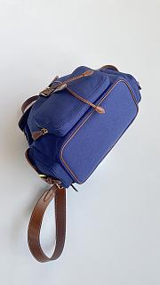 Fortok Miu Miu canvas and leather backpack Blue 29*25*12cm - 4