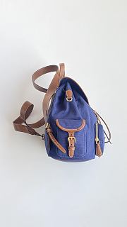 Fortok Miu Miu canvas and leather backpack Blue 29*25*12cm - 5