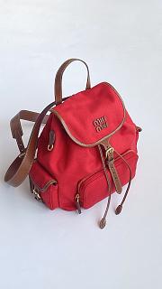 Fortok Miu Miu canvas and leather backpack Red 29*25*12cm - 6