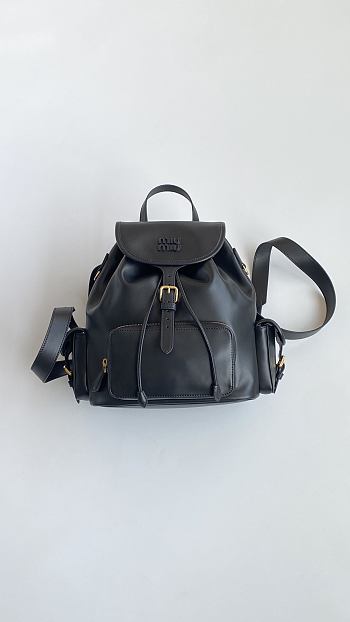 Fortok Miu Miu canvas and leather backpack Black 29*25*12cm