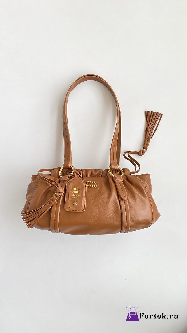 Fortok Miu Miu Joie Mini Leather Brown 32*16*10.5cm - 1